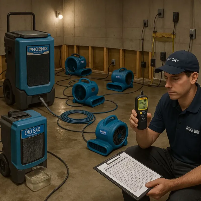 Structural Drying and Dehumidification process in Mountain Lake, MN